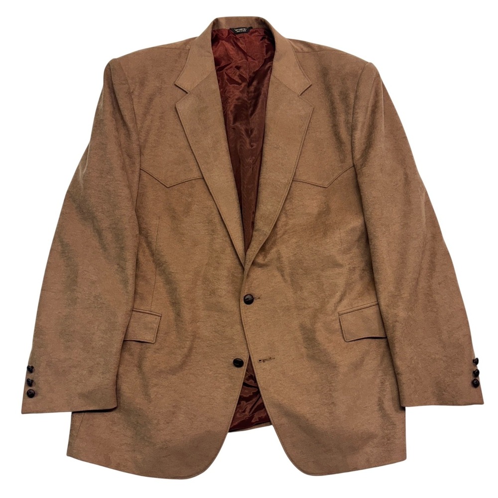 vtg Pagano West 50L Brown Western Moleskin Blazer Jacket Sport Coat Faux Suede